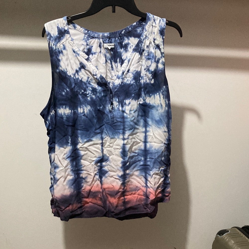 Sonoma Blue and Red Tie-Dye Tank Top